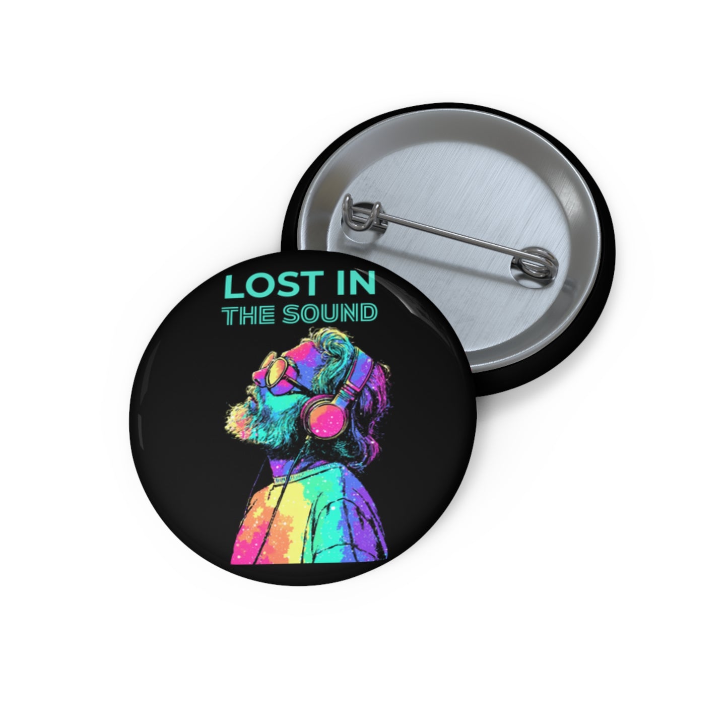 Lost in the Sound Pin Button โ Retro Music Festival Accessory