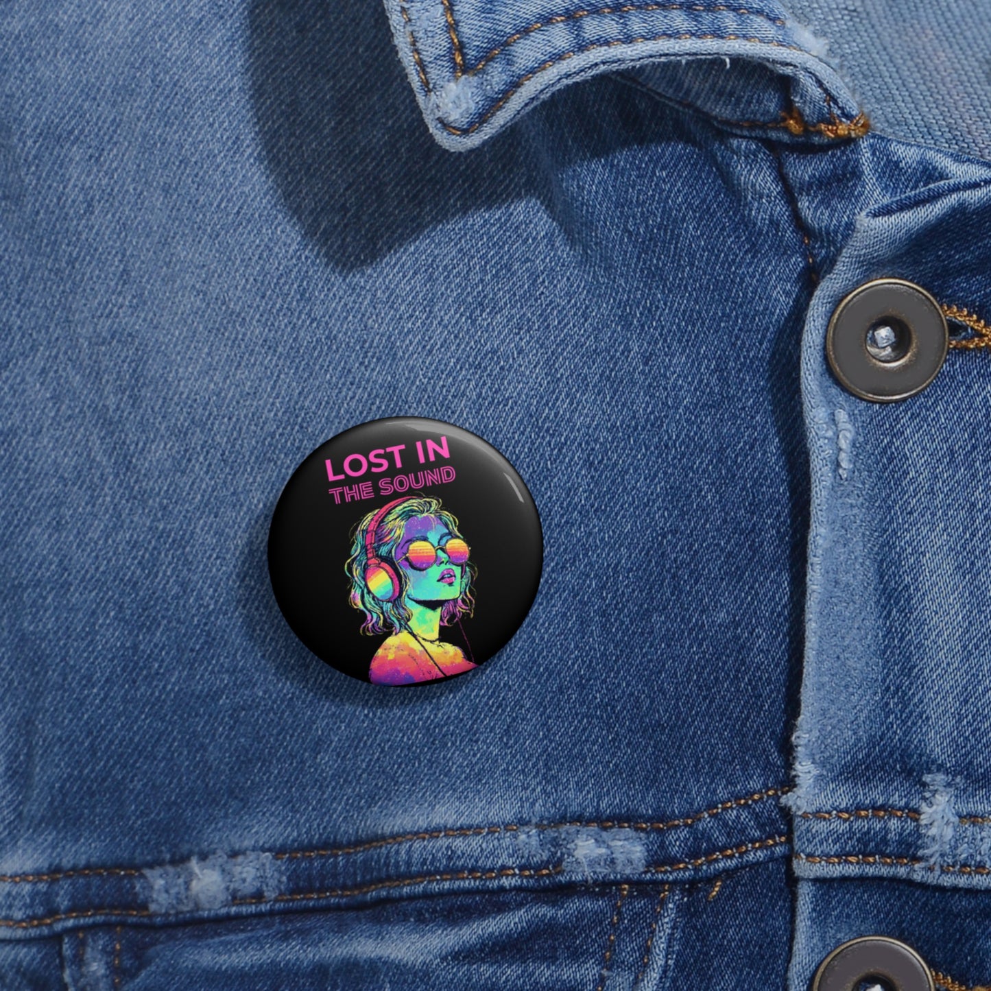 Lost in the Sound Pin Button – Retro Music Lover Accessory