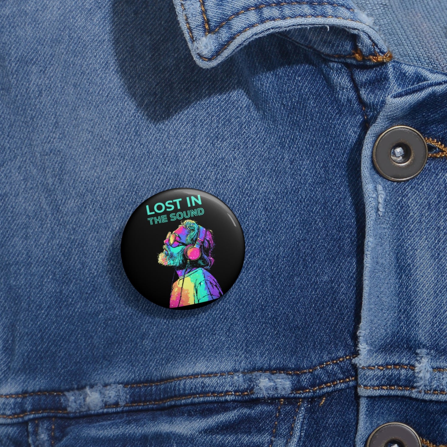 Lost in the Sound Pin Button โ Retro Music Festival Accessory