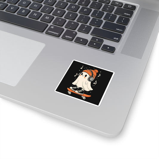 Cool Ghost Skateboarder Sticker – Fun Halloween Vibes