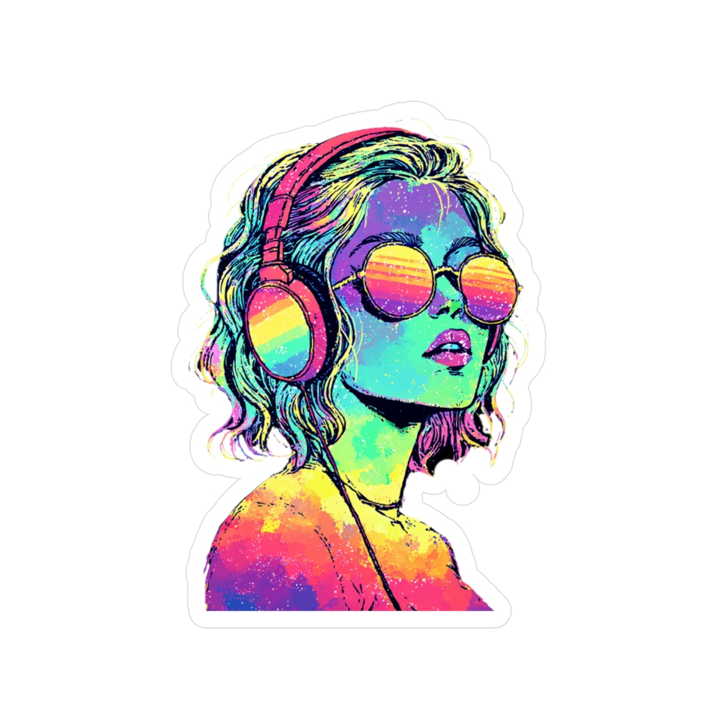 Colorful Music Lover Kiss-Cut Sticker β Retro Rainbow Vibes