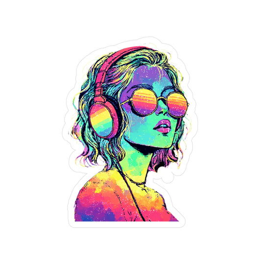 Colorful Music Lover Kiss-Cut Sticker – Retro Rainbow Vibes