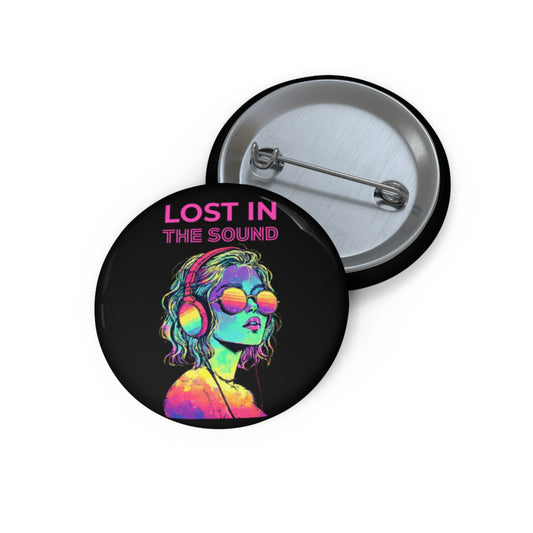 Lost in the Sound Pin Button – Retro Music Lover Accessory