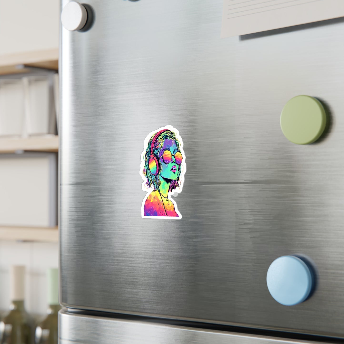 Colorful Music Lover Kiss-Cut Sticker – Retro Rainbow Vibes