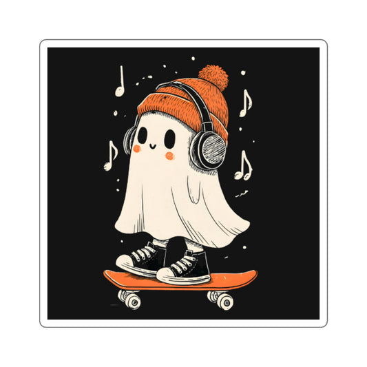Cool Ghost Skateboarder Sticker – Fun Halloween Vibes