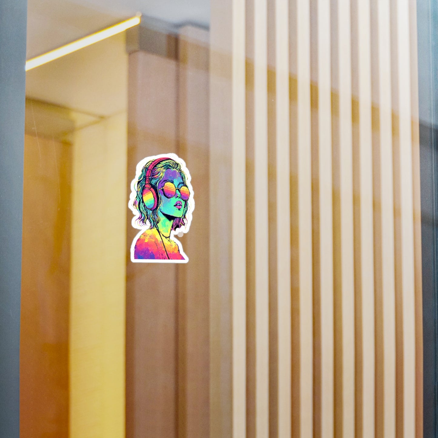 Colorful Music Lover Kiss-Cut Sticker – Retro Rainbow Vibes